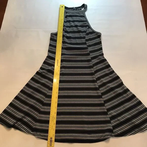 Hollister Womens Striped Ribbed Tank Top Halter Skater Fit & Flare Dress Small - Picture 8 of 12